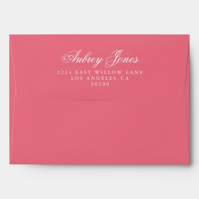 Rosy Pink A7 Pre-Addressed Linen Envelopes (Back (Top Flap))