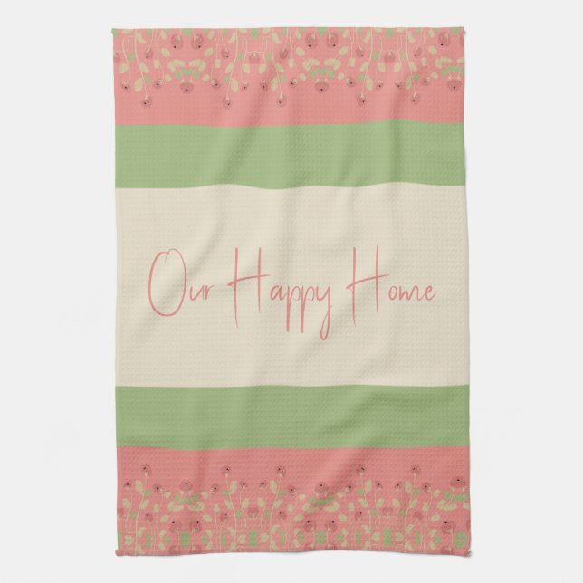 Rosy Pink Floral Tea Towel (Vertical)