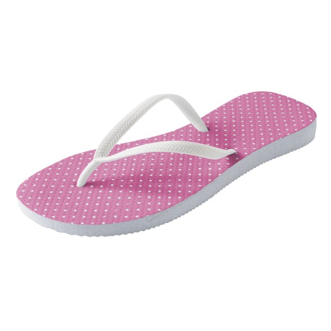 Rosy Pink with white dots Jandals (Angled)