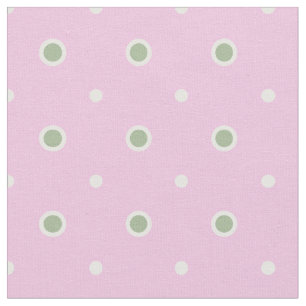 Rosy Posy Green and White Polka Dot on Pink Fabric