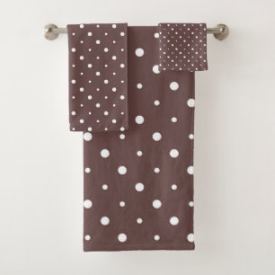 Rosy Red and White dots Bath Towel Set