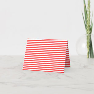 Rosy Red and White Simple Horizontal Striped Thank You Card