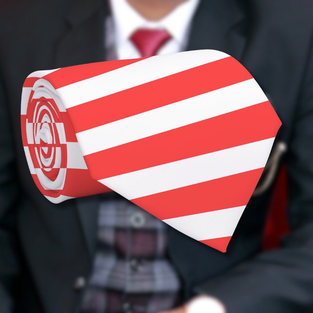 Rosy Red and White Simple Horizontal Striped Tie (Creator Uploaded)