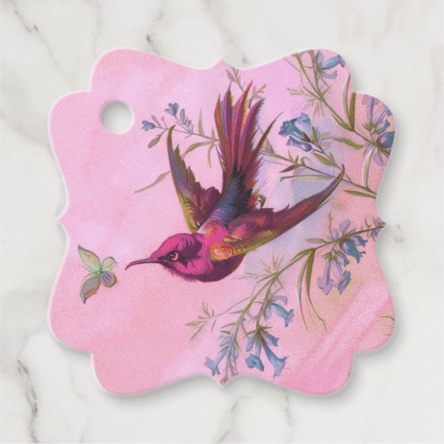 Rosy Red Hummingbird Favour Tags (Front)