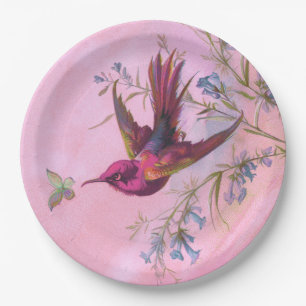 Rosy Red Hummingbird Paper Plate