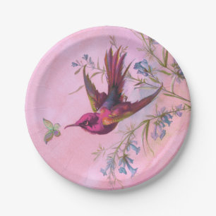 Rosy Red Hummingbird Paper Plate