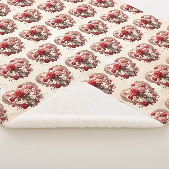 "Rosy Valentine Dreams" Sherpa Blanket (3/4)