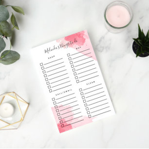 Rosy Watercolor Organised Things to Do Post-it Notes