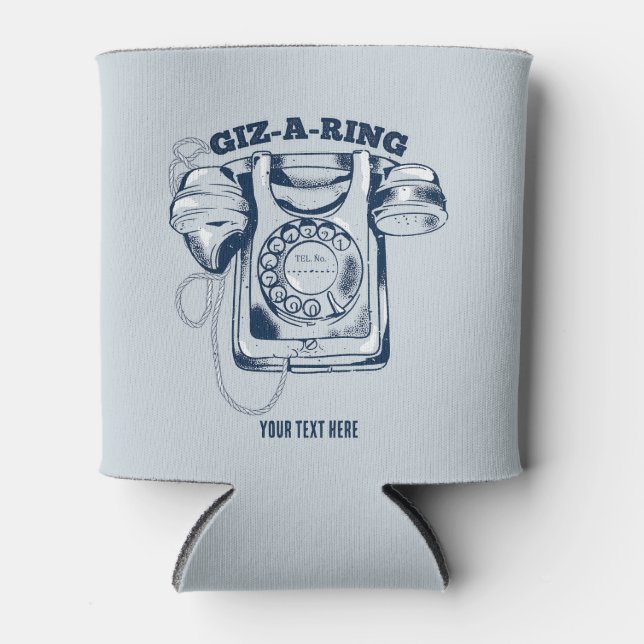 Rotary dial telephone Blue Can Cooler (Front)