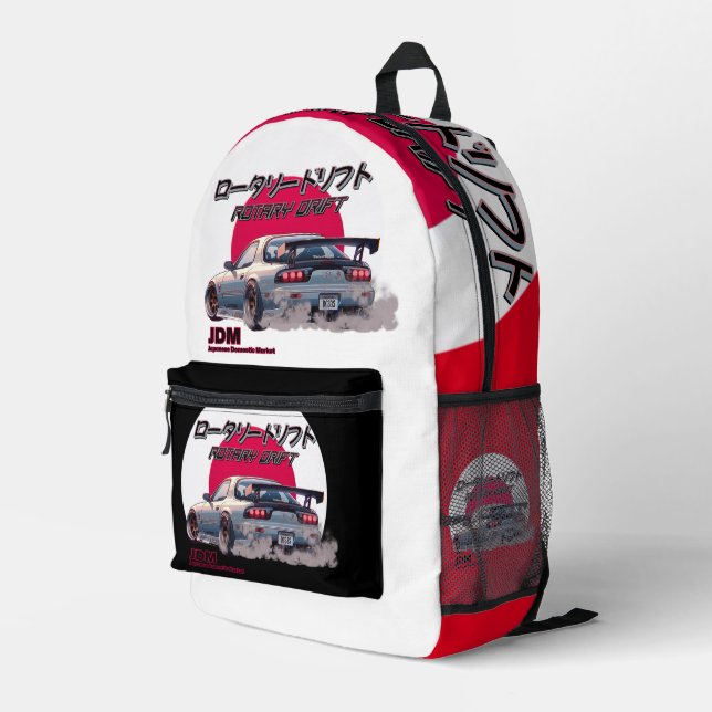 Rotary Drift RX-7 - Japanese Street Legend Printed Backpack (Back Corner Right)