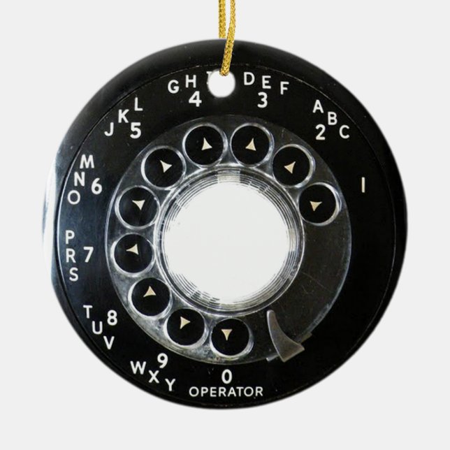 Rotary Phone Ceramic Tree Decoration (Front)