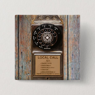 rotary telephone antique rugged pay phone 15 cm square badge