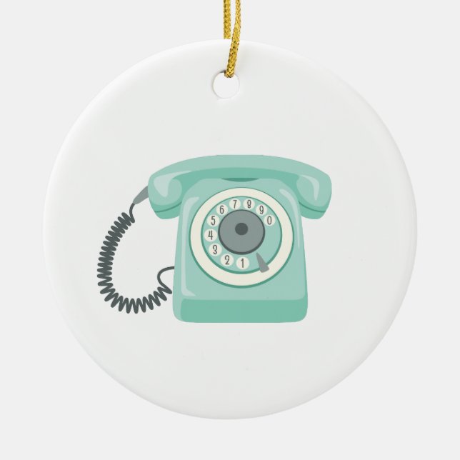 Rotary Telephone Ceramic Tree Decoration (Front)