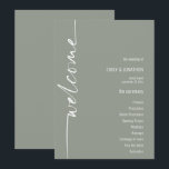 Rotated Calligraphy Sage Green Wedding Program Invitation<br><div class="desc">Rotated Calligraphy Sage Green Wedding Program. Available digitally or printed. A modern typographical design with Welcome in a set script and rotated.</div>