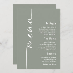 Rotated Calligraphy Sage Wedding Menu card