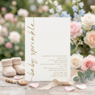 Rotated Gold Calligraphy Sage Baby Shower Sprinkle Invitation