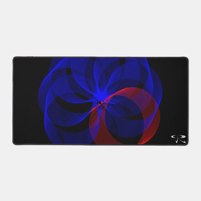 Rotating Blue Accent Geometric Gaming Mouse Pad (Front)