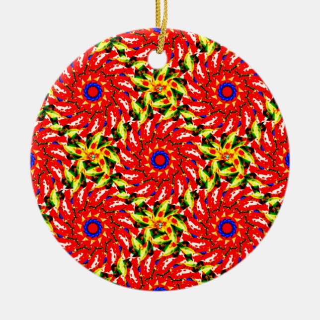 ~ Rotating Christmas Stars Fractal ~ Ceramic Tree Decoration (Front)