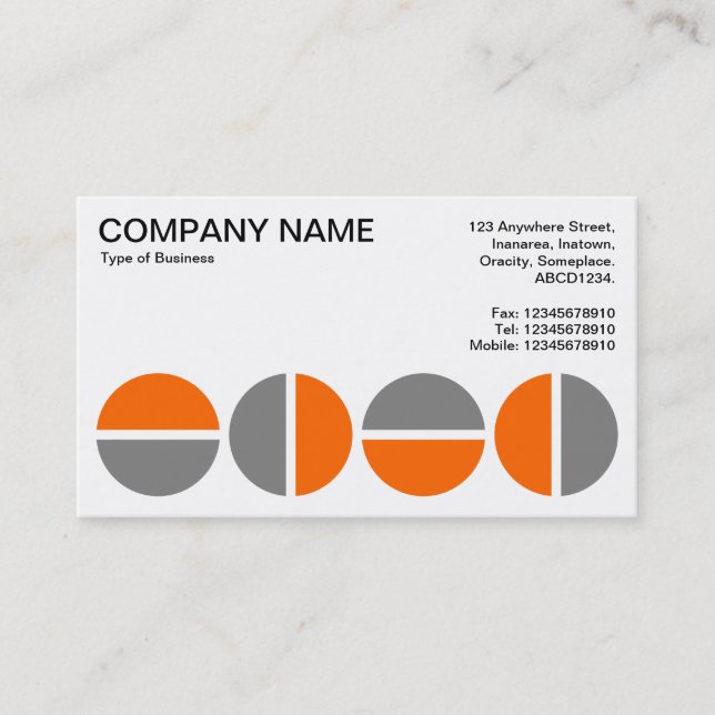 Rotating Circles - Orange and Grey Business Card (Front)