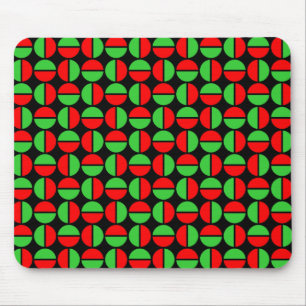 Rotating Circles - Red and Green on Black Mouse Pad