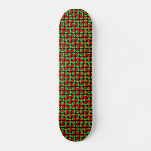 Rotating Circles - Red and Green on Black Skateboard