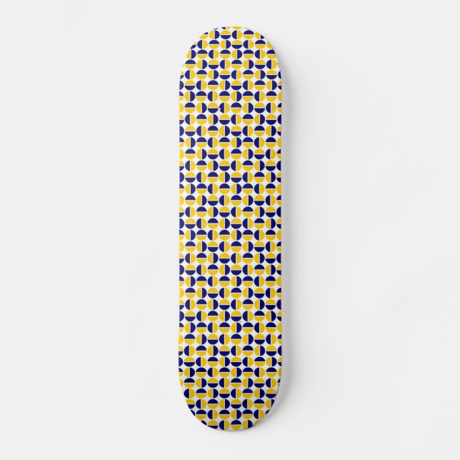 Rotating Circles - Yellow and Navy Skateboard (Front)