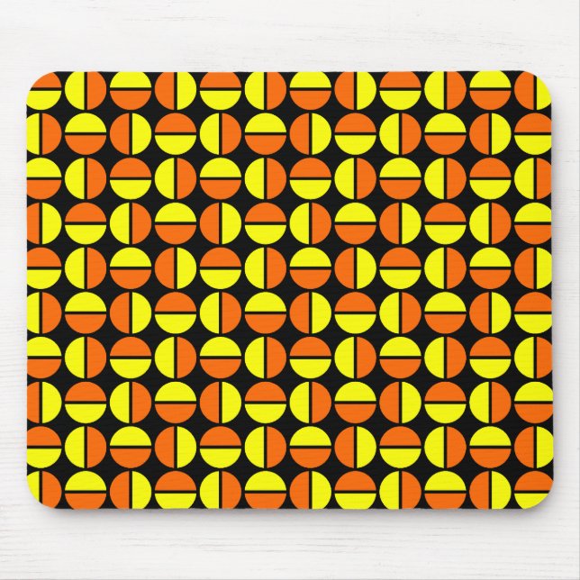 Rotating Circles - Yellow and Orange on Black Mouse Pad (Front)
