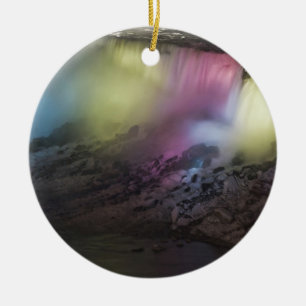 Rotating coloured light display on American Falls Ceramic Tree Decoration