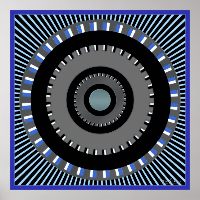 Rotating Gears Optical Illusion Poster (Front)