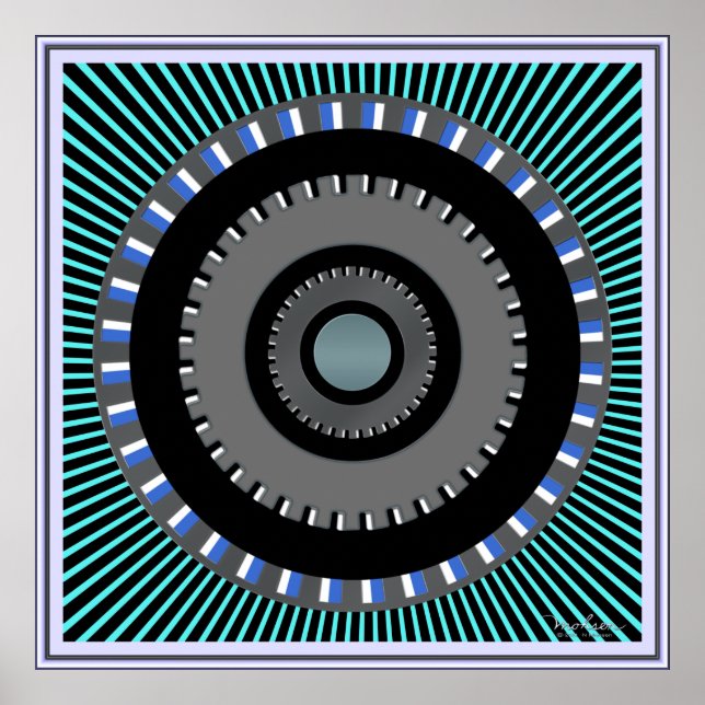 Rotating Gears Wheel Optical Illusion Poster (Front)