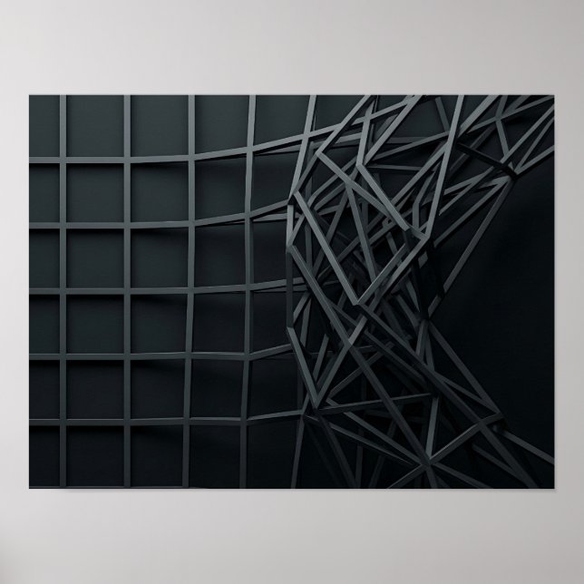 Rotating Linear Geometry Dark Abstract Wall Art (Front)