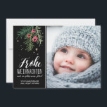 Rote Beeren | Frohe Weihnachten Holiday Card<br><div class="desc">Weihnachtskarte modernes Design mit Zeichnung</div>