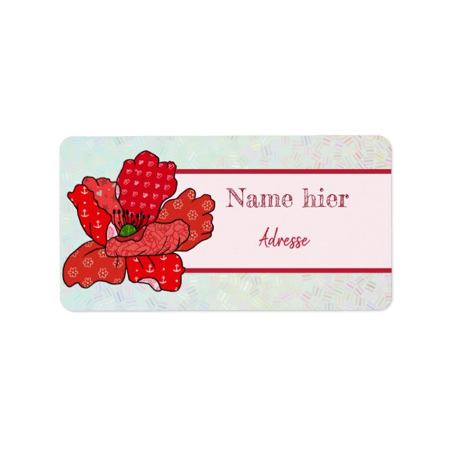 roter Mustermohn Label (Front)