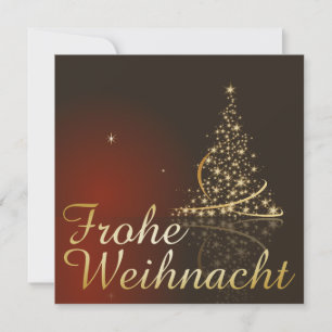 Rotes Weihnachtsmotiv mit goldenem Weihnachtsbaum Invitation