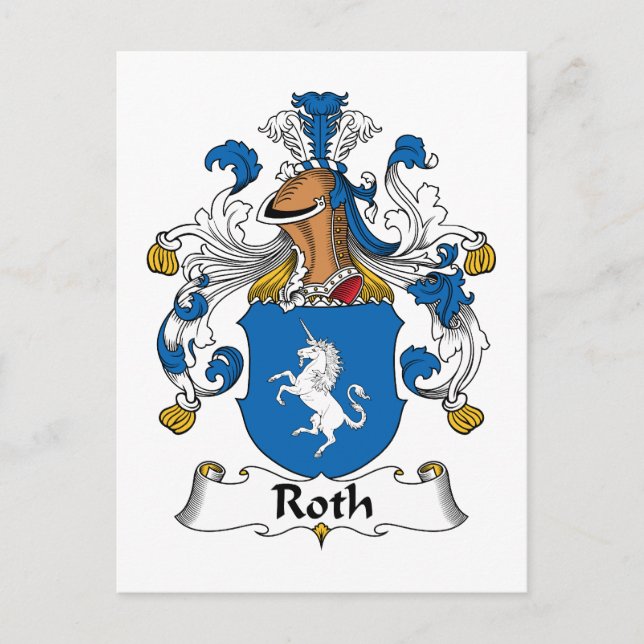 Roth Family Crest Postcard (Front)