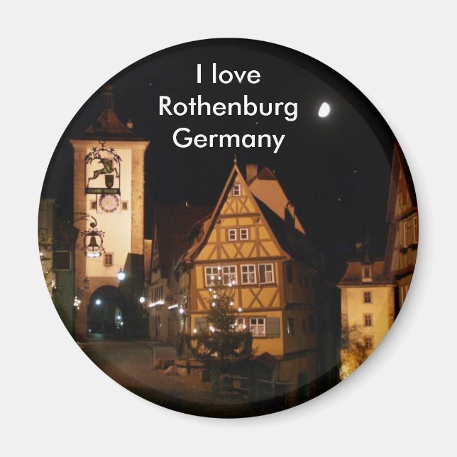 Rothenburg Germany in Moonlight Magnet (Front)