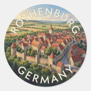 Rothenburg Germany Mediaeval Walled Town   Classic Round Sticker
