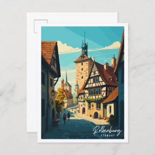 Rothenburg Germany vintage travel illustration Postcard