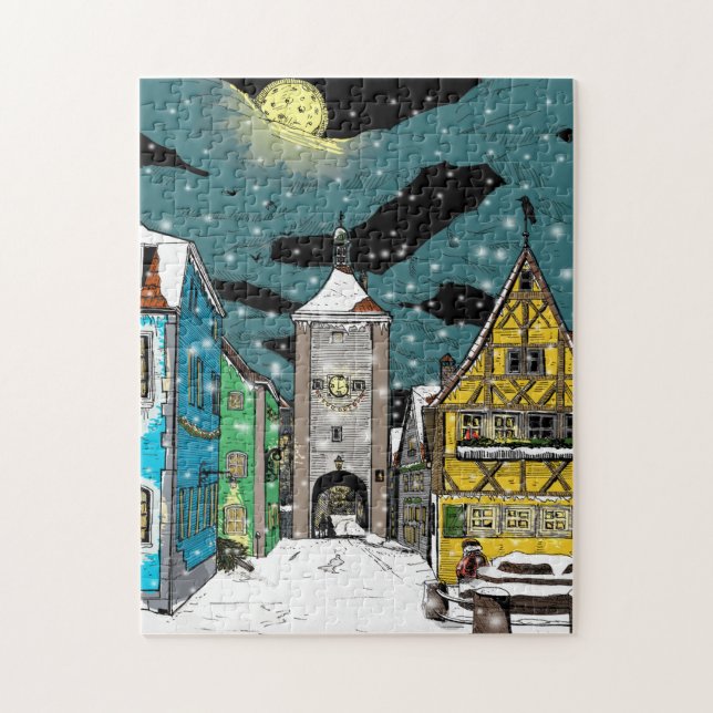 Rothenburg ob der Tauber Germany at Christmas Jigsaw Puzzle (Vertical)