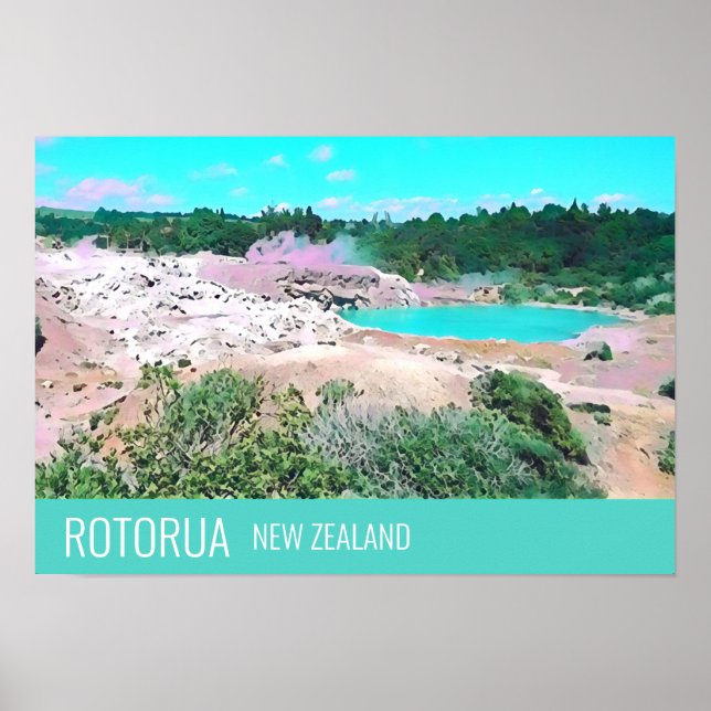 Rotorua hot springs New Zealand travel print (Front)