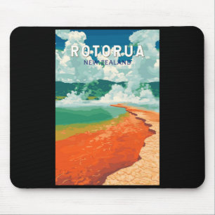 Rotorua New Zealand Illustration Travel Art Retro  Mouse Pad