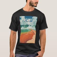 Rotorua New Zealand Illustration Travel Art Retro