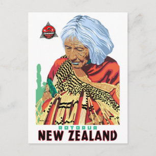 Rotorua New Zealand Vintage Travel Poster Restored Postcard