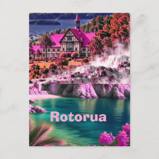 Rotorua Watercolor Print New Zealand Travel Poster Postcard