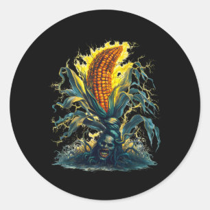 Rotten Corn Maize Ghost Ghoul Harvest Halloween Fu Classic Round Sticker