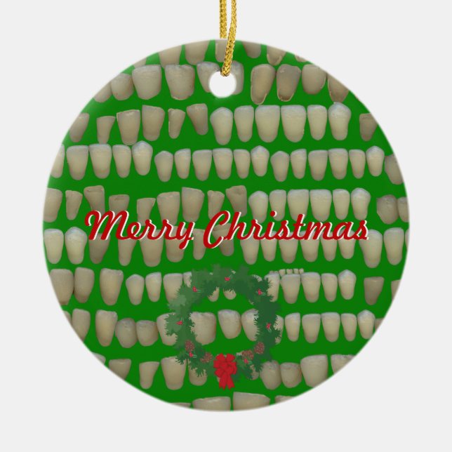 Rotten Teeth Dentist Orthodintist Oral Surgeon Ceramic Tree Decoration (Front)