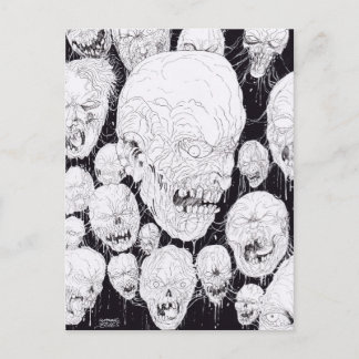 Rotten Ugly Zombies Heads Postcard