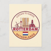 Rotterdam Netherlands City Skyline Emblem