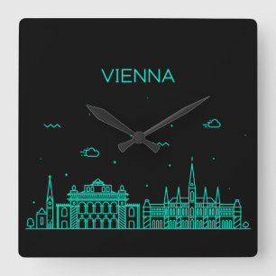 Rotterdam skyline square wall clock