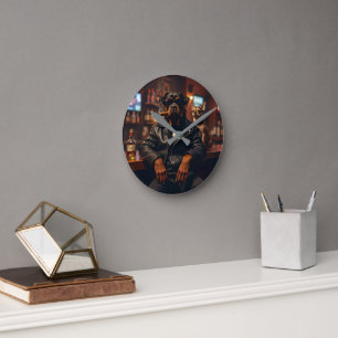 Rottie Bar Round Clock